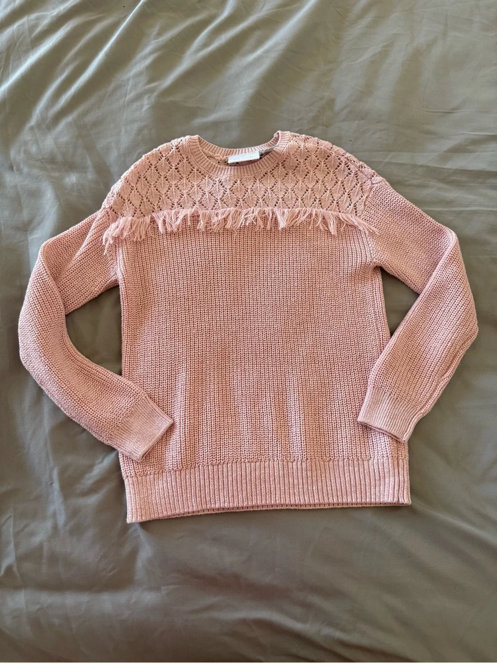 The Children's Place Blush Pink Fringe Knit Sweater